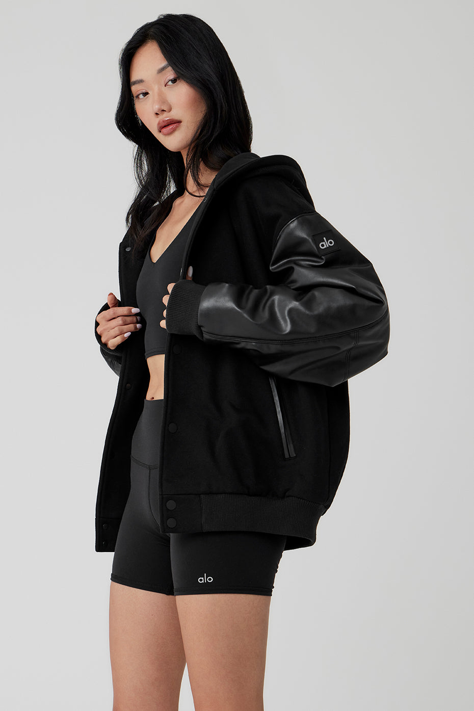 Select Hooded Bomber Jacket - Black - Image 3