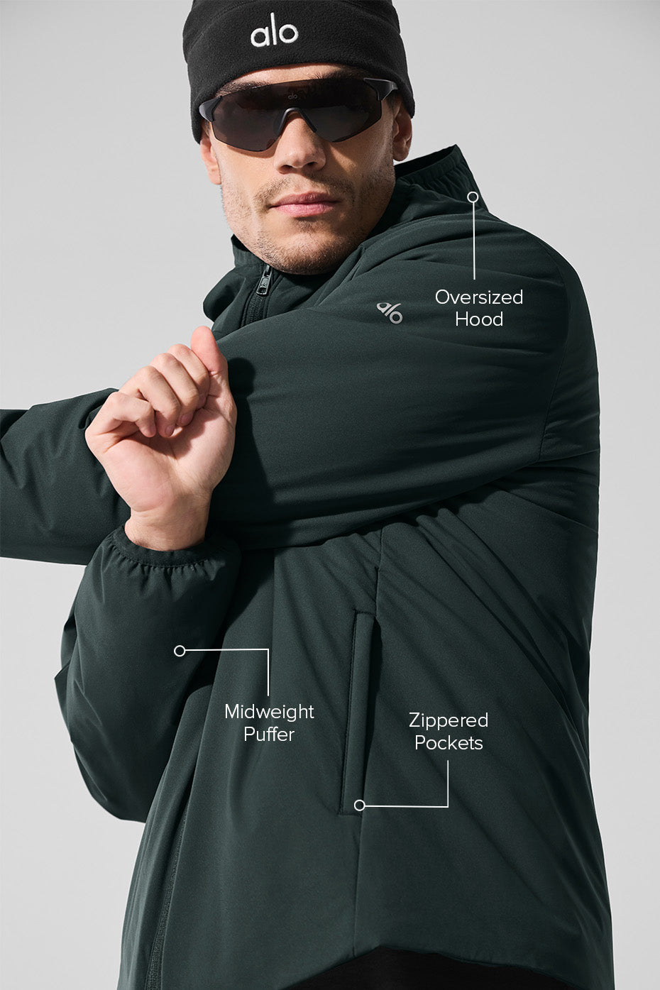 Elemental Full-Zip Jacket - Charcoal Green - Image 2