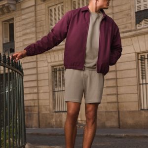 Cotton Canvas Coaches Jacket - Burgundy