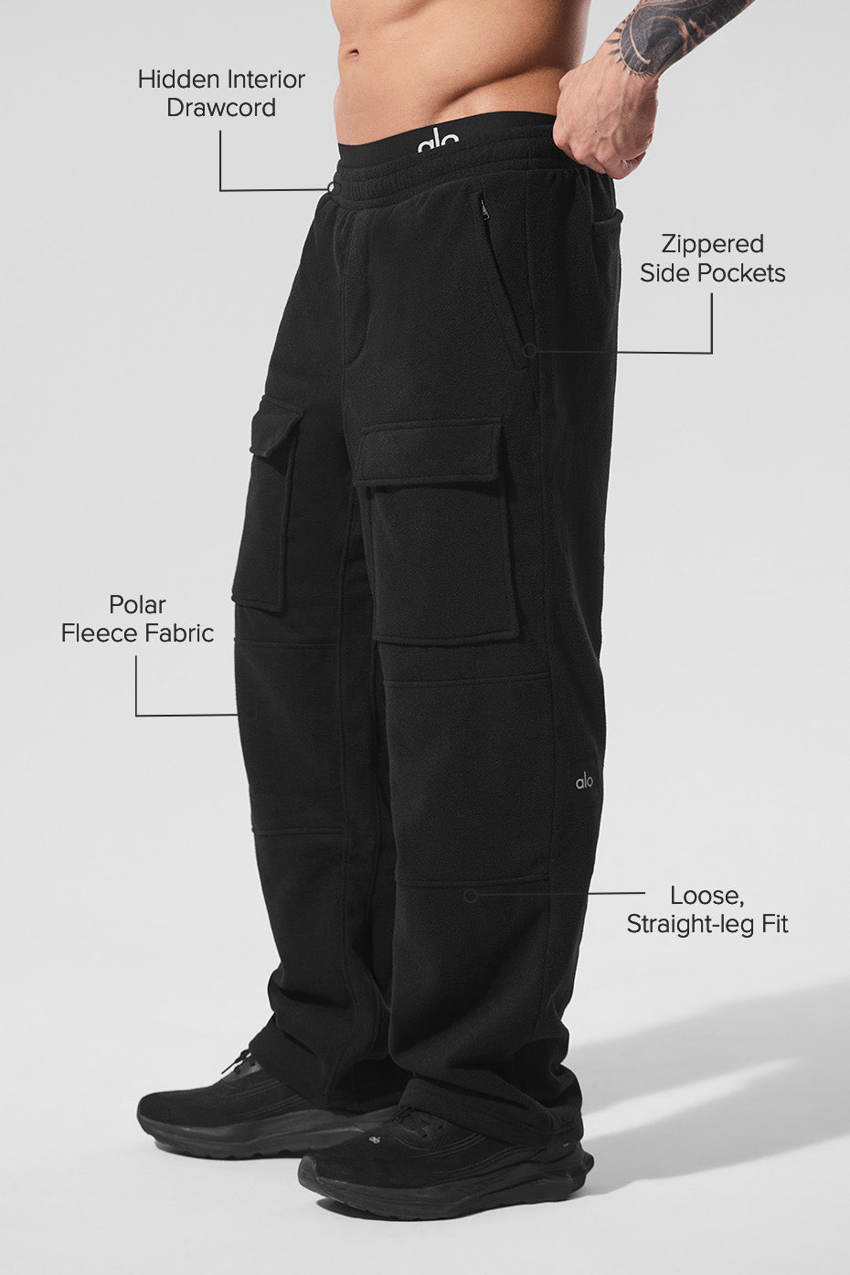 Polar Fleece Ridge Cargo Pants - Black - Image 2