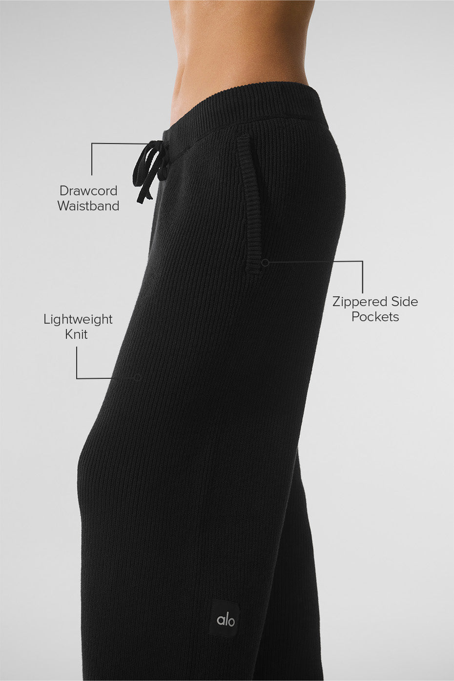 Domain Rib Knit Sweatpant - Black - Image 2