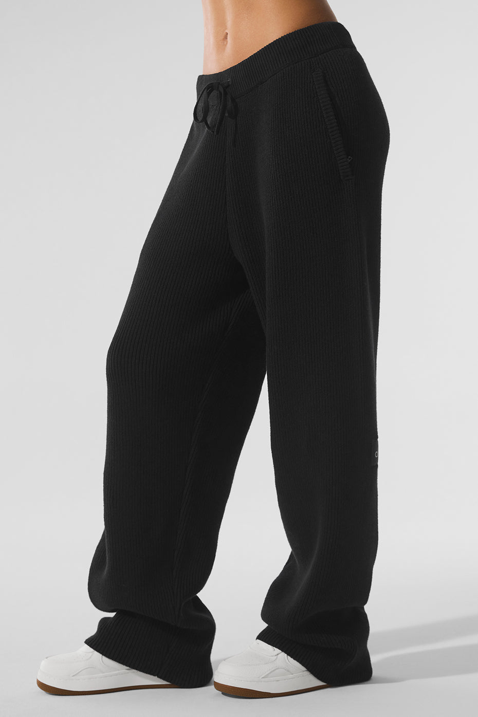 Domain Rib Knit Sweatpant - Black - Image 4