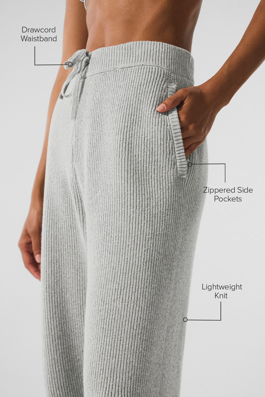 Domain Rib Knit Sweatpant - Athletic Heather Grey - Image 2