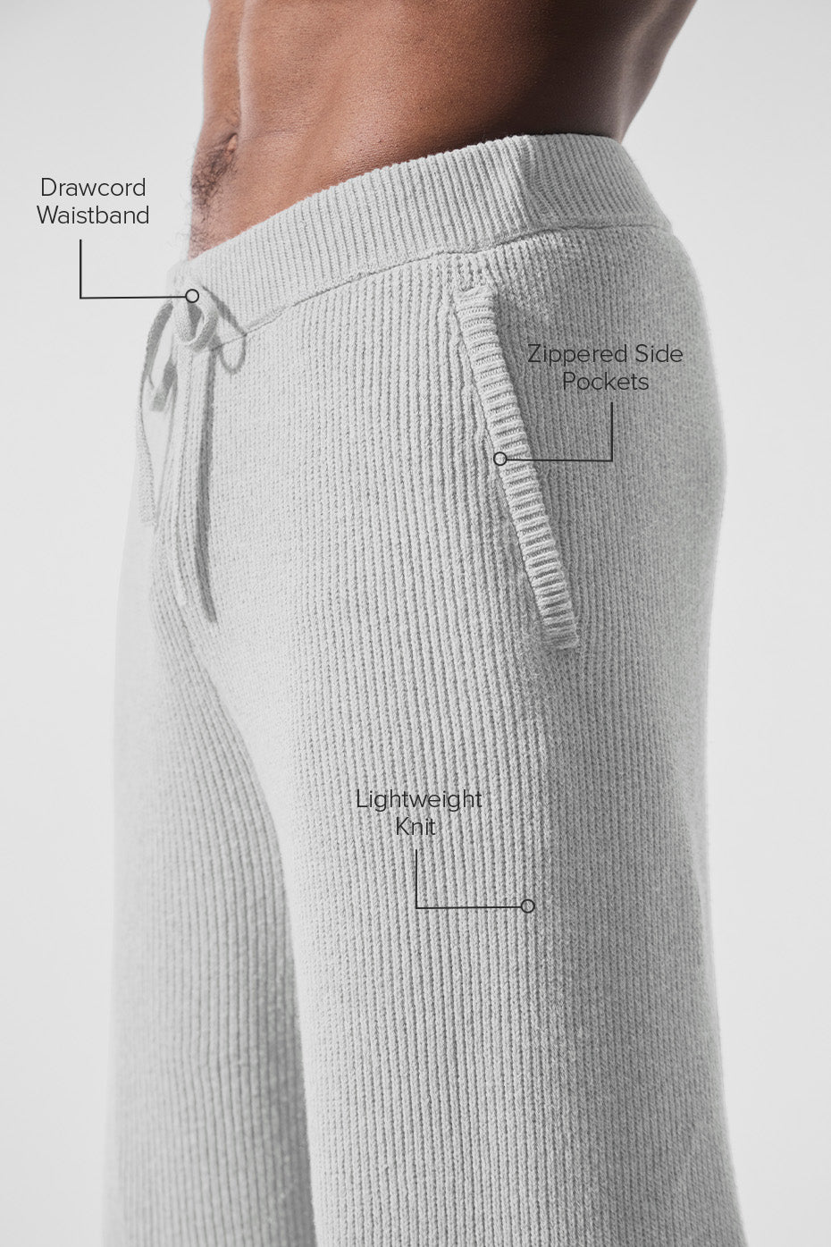 Domain Rib Knit Sweatpant - Athletic Heather Grey - Image 2