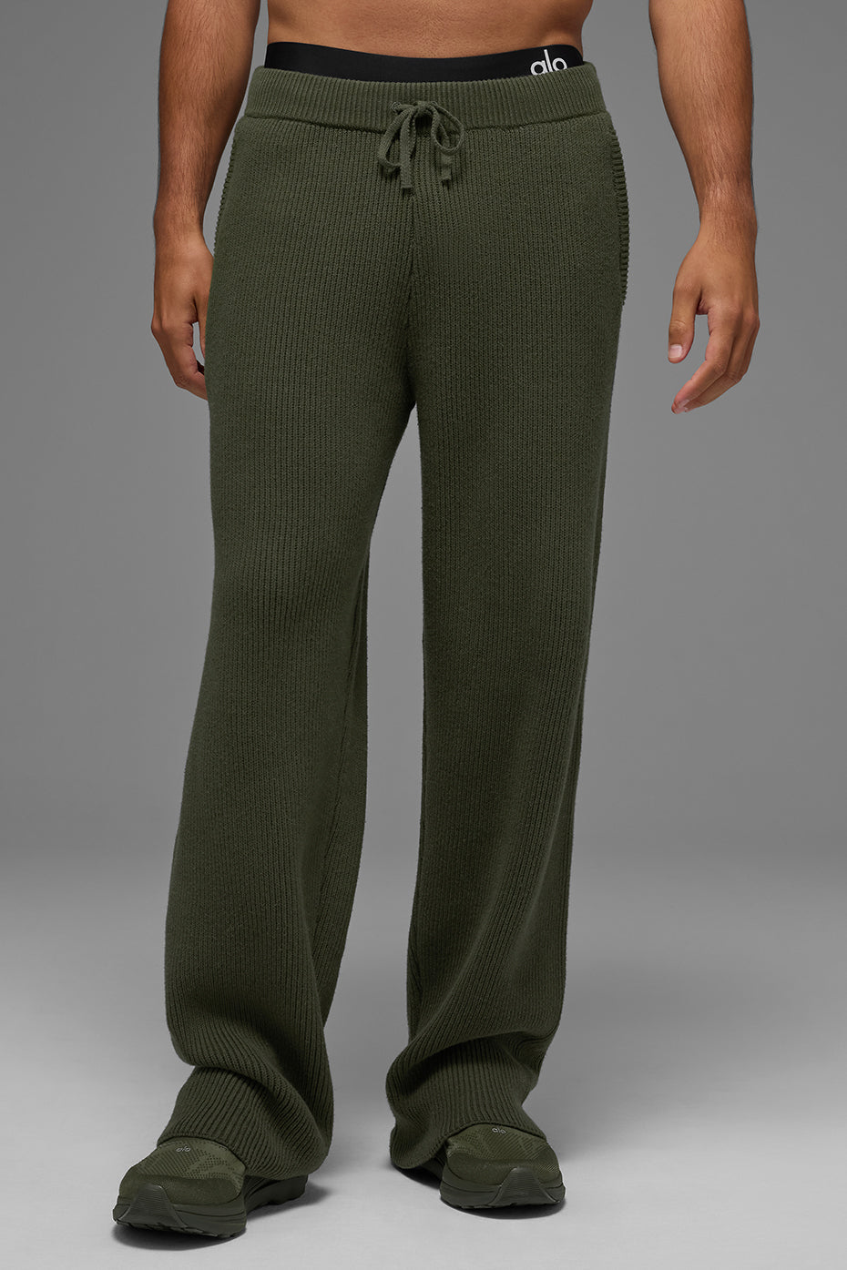 Domain Rib Knit Sweatpant - Green Olive - Image 2