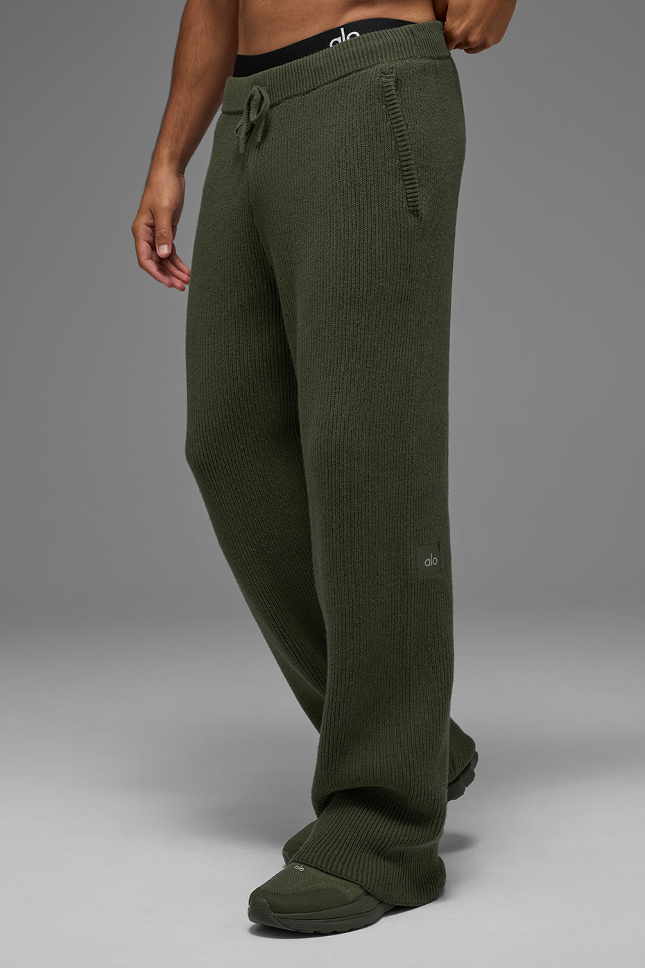 Domain Rib Knit Sweatpant - Green Olive - Image 5