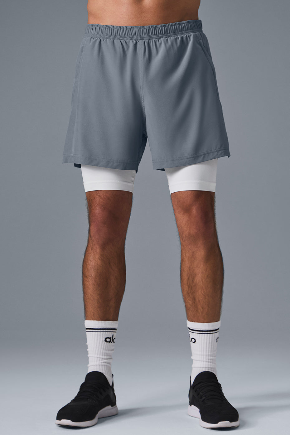 5 Revival 2-In-1 Short - Steel Grey/White