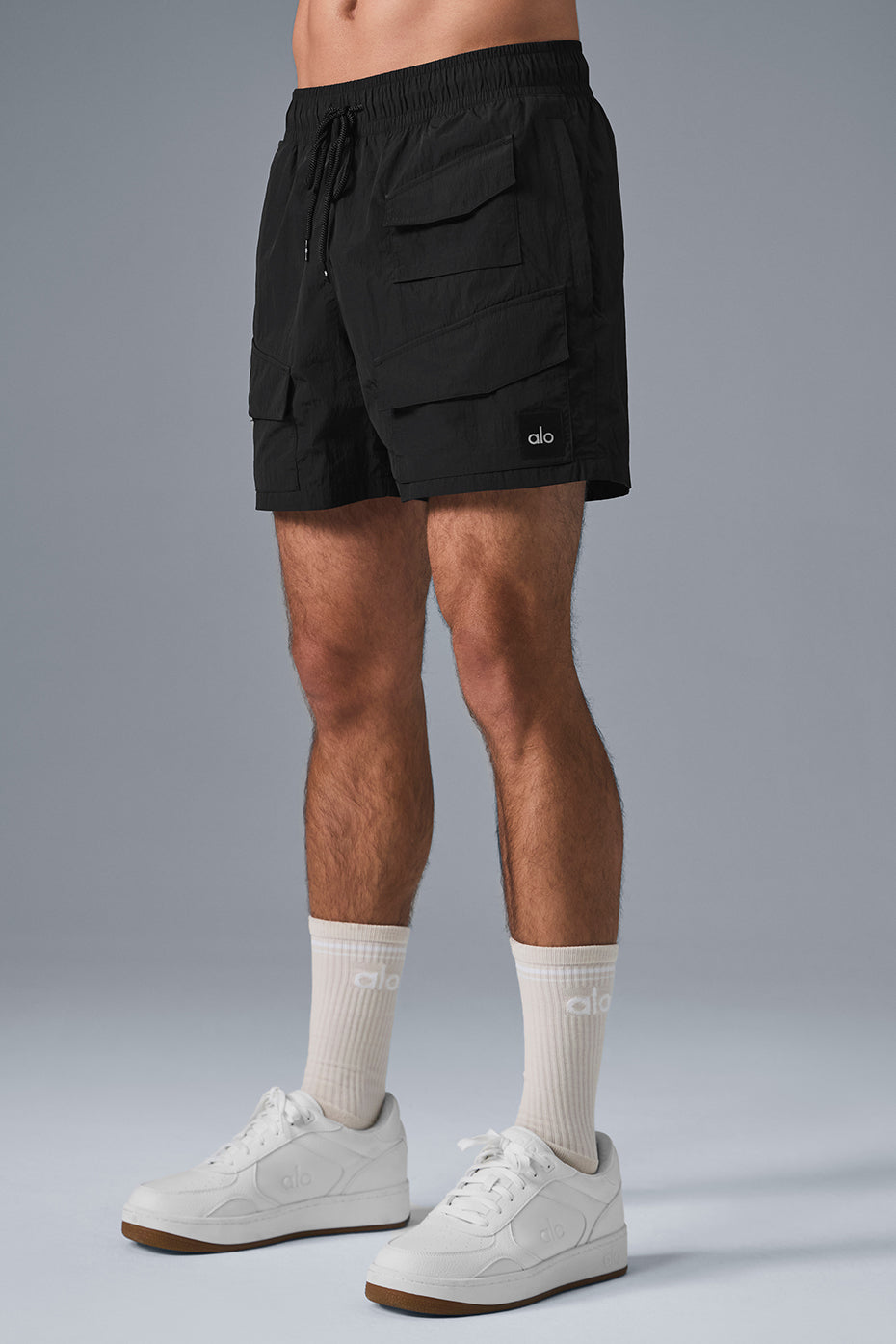7 Crinkle Nylon Excursion Cargo Short - Black - Image 4