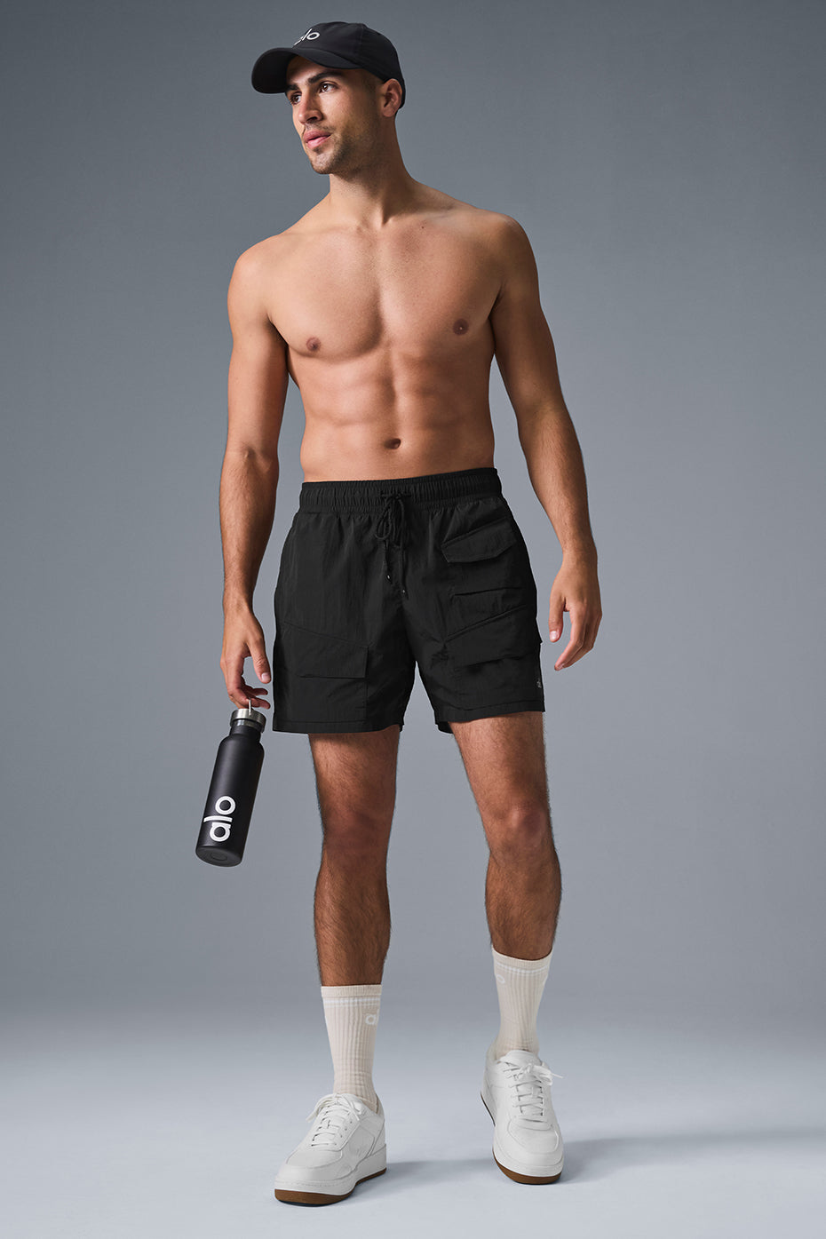 7 Crinkle Nylon Excursion Cargo Short - Black - Image 3