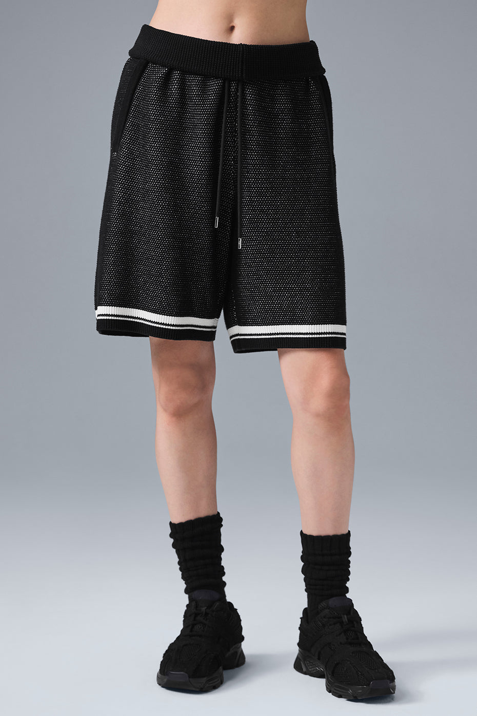 7 Sports Club Sweater Knit Basketball Short - Black - Image 3