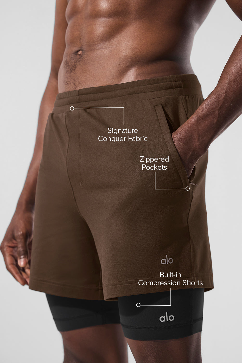Conquer React 2-In-1 Performance Short - Espresso/Black - Image 2