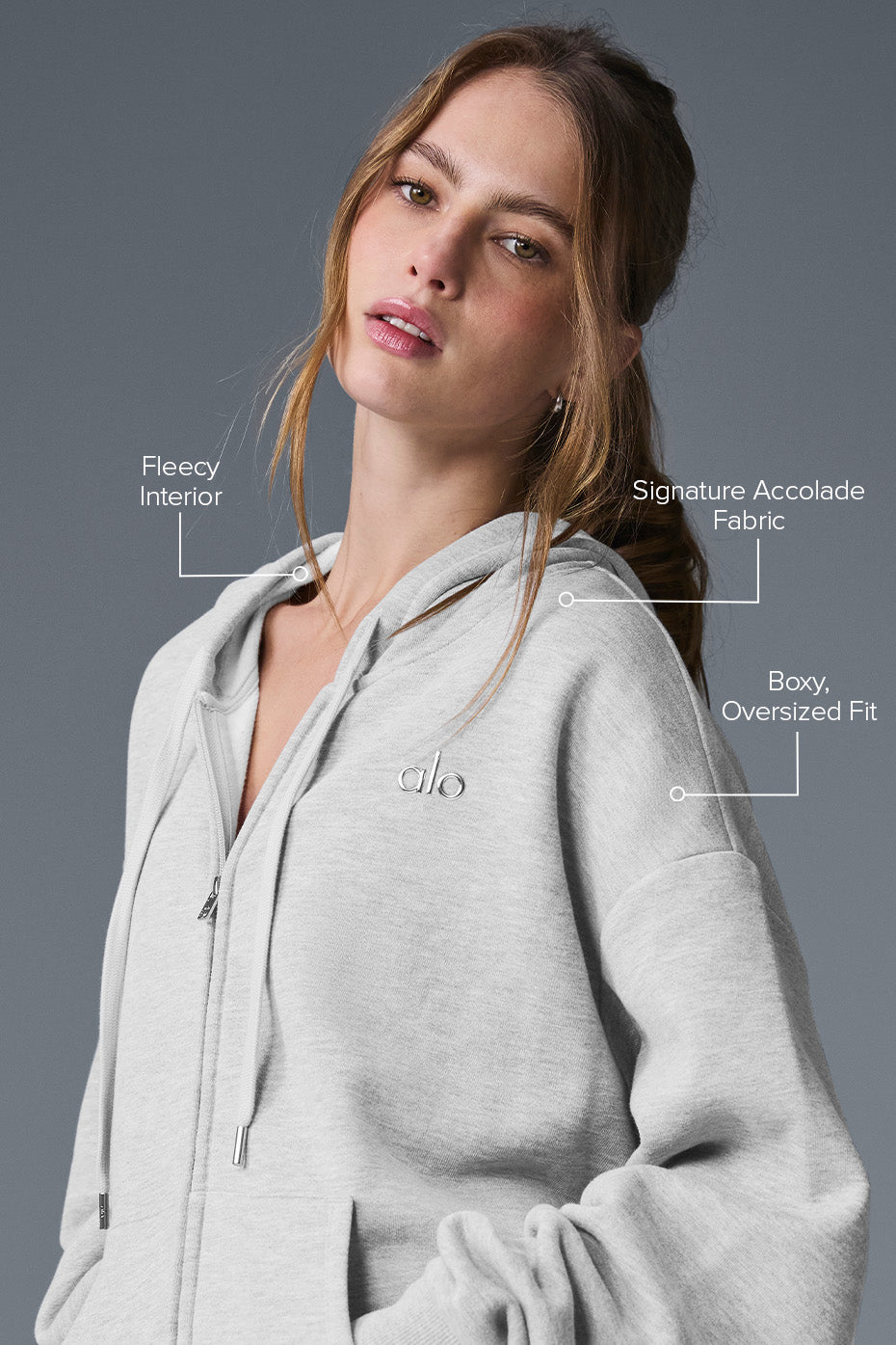 Accolade Full Zip Hoodie - Athletic Heather Grey - Image 2