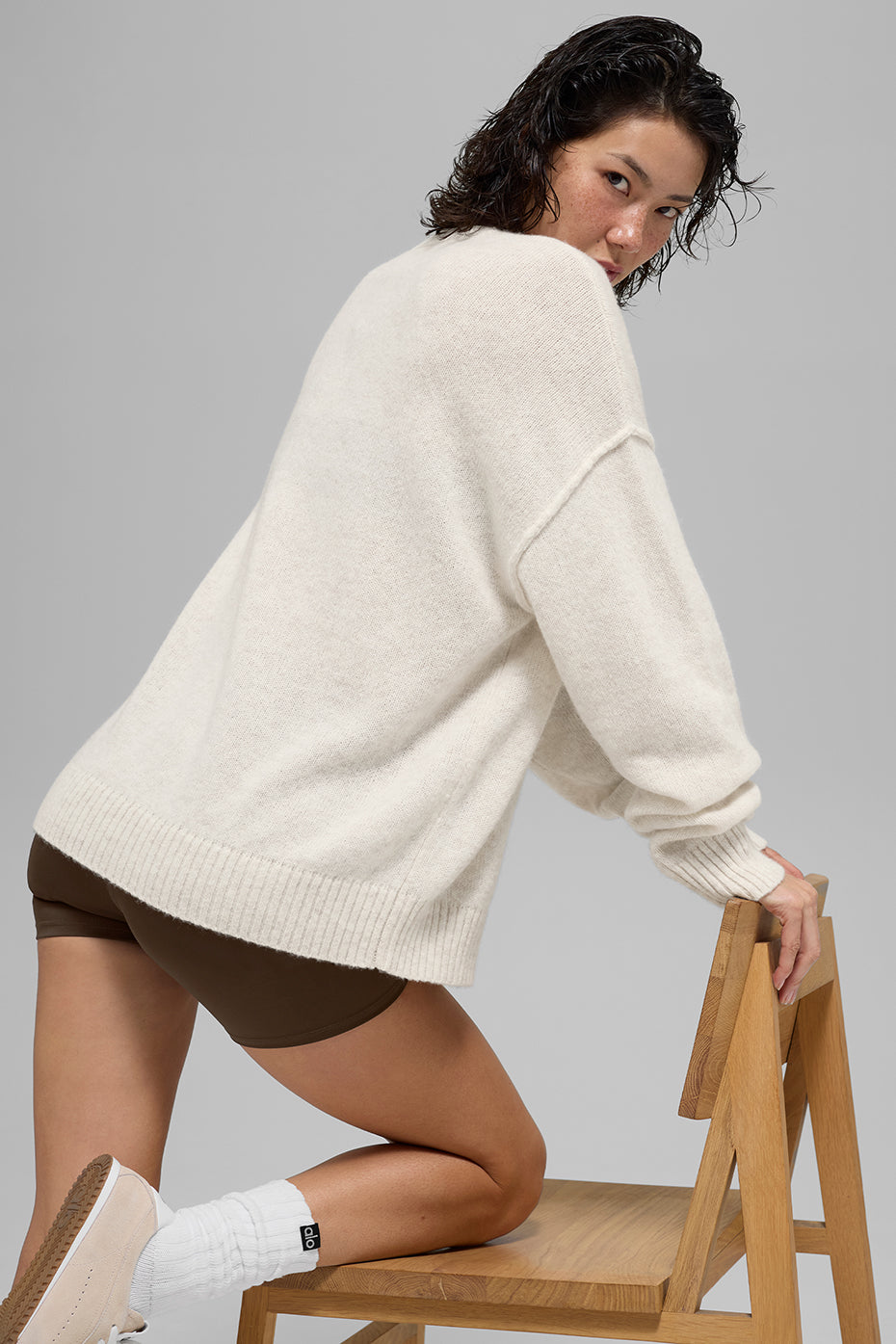 New Class Cashmere Crewneck Sweater - Bone Heather - Image 3
