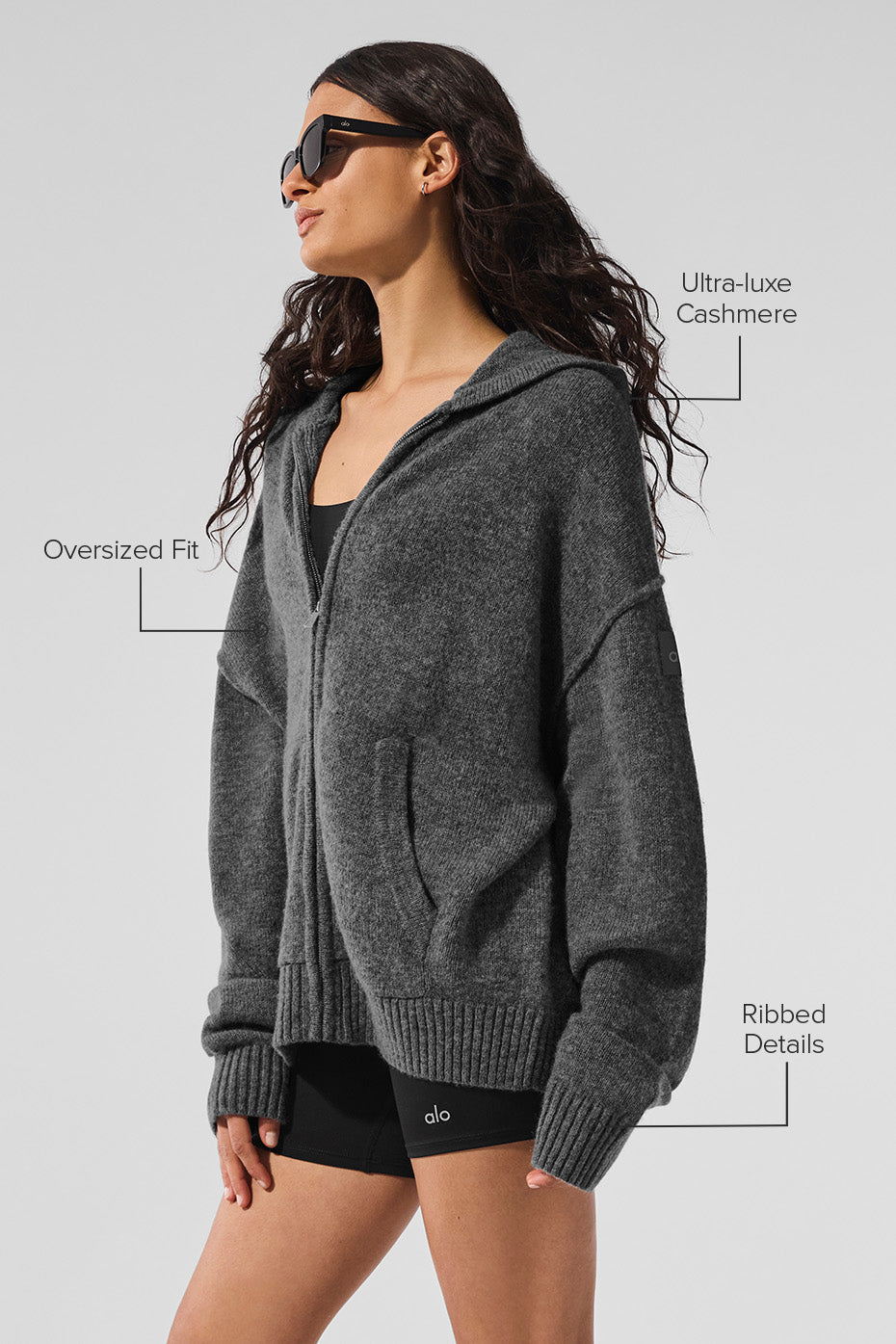 New Class Cashmere Full Zip Hoodie - Platinum Grey - Image 2