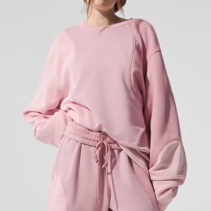 Make Waves Crew Neck Pullover - Sunset Pink Tonal