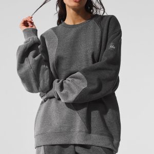 Make Waves Crew Neck Pullover - Dark Heather Grey Tonal