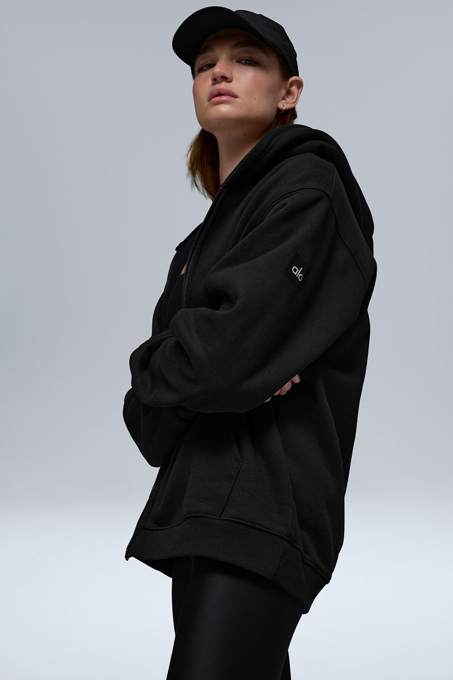 Renown Heavy Weight Full Zip Hoodie - Black - Image 3