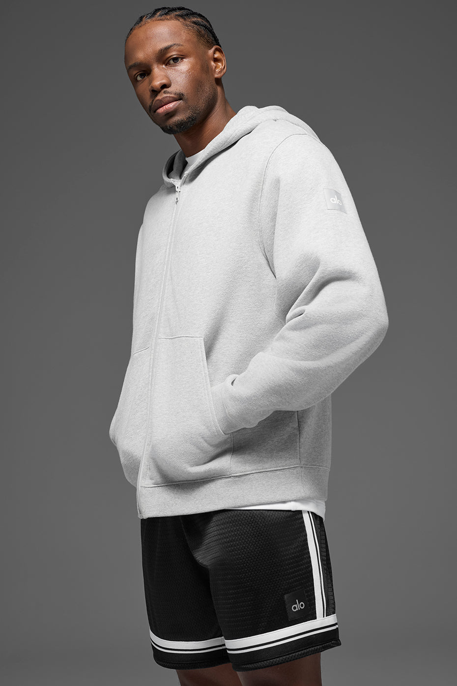 Renown Heavy Weight Full Zip Hoodie - Athletic Heather Grey - Image 3