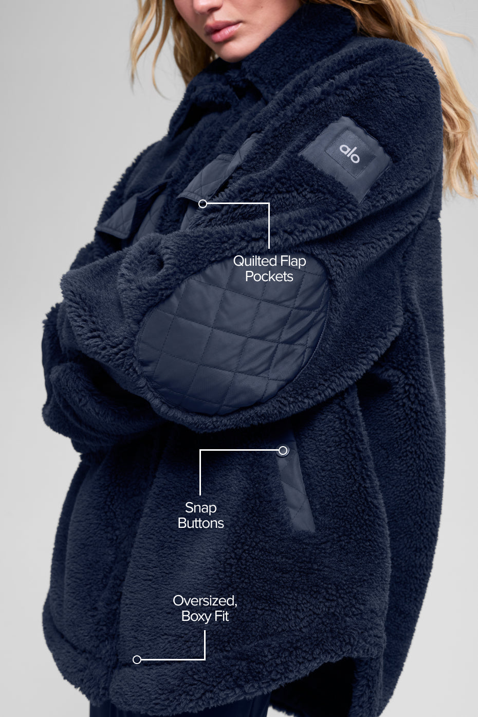 Sherpa Edge Shacket - Navy - Image 2