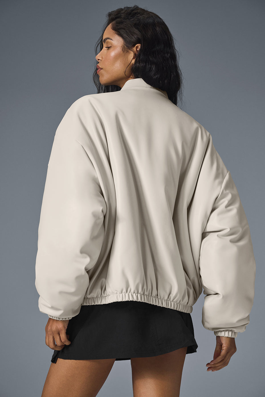 Faux Leather Premier Bomber - Bone - Image 3