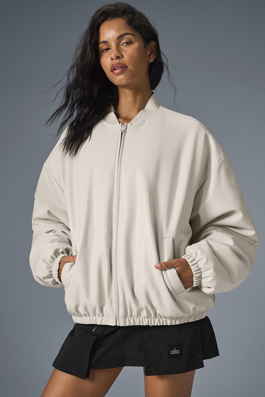 Faux Leather Premier Bomber - Bone - Image 4