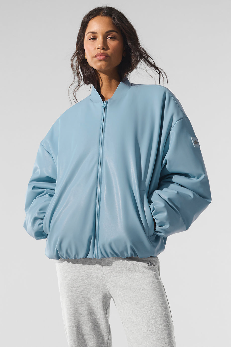 Faux Leather Premier Bomber - Celestial Blue - Image 3