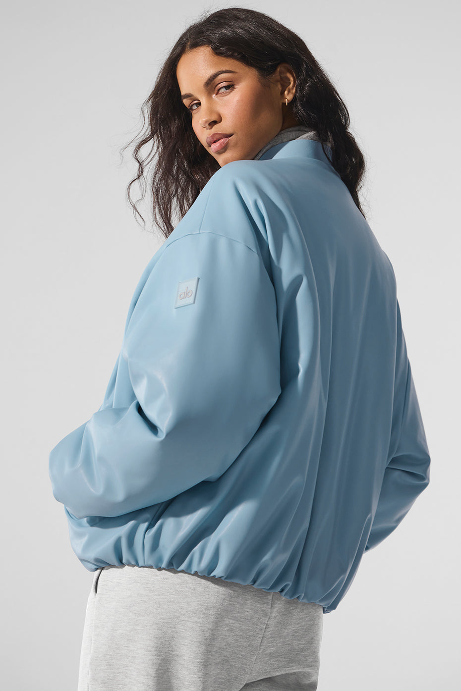 Faux Leather Premier Bomber - Celestial Blue - Image 2