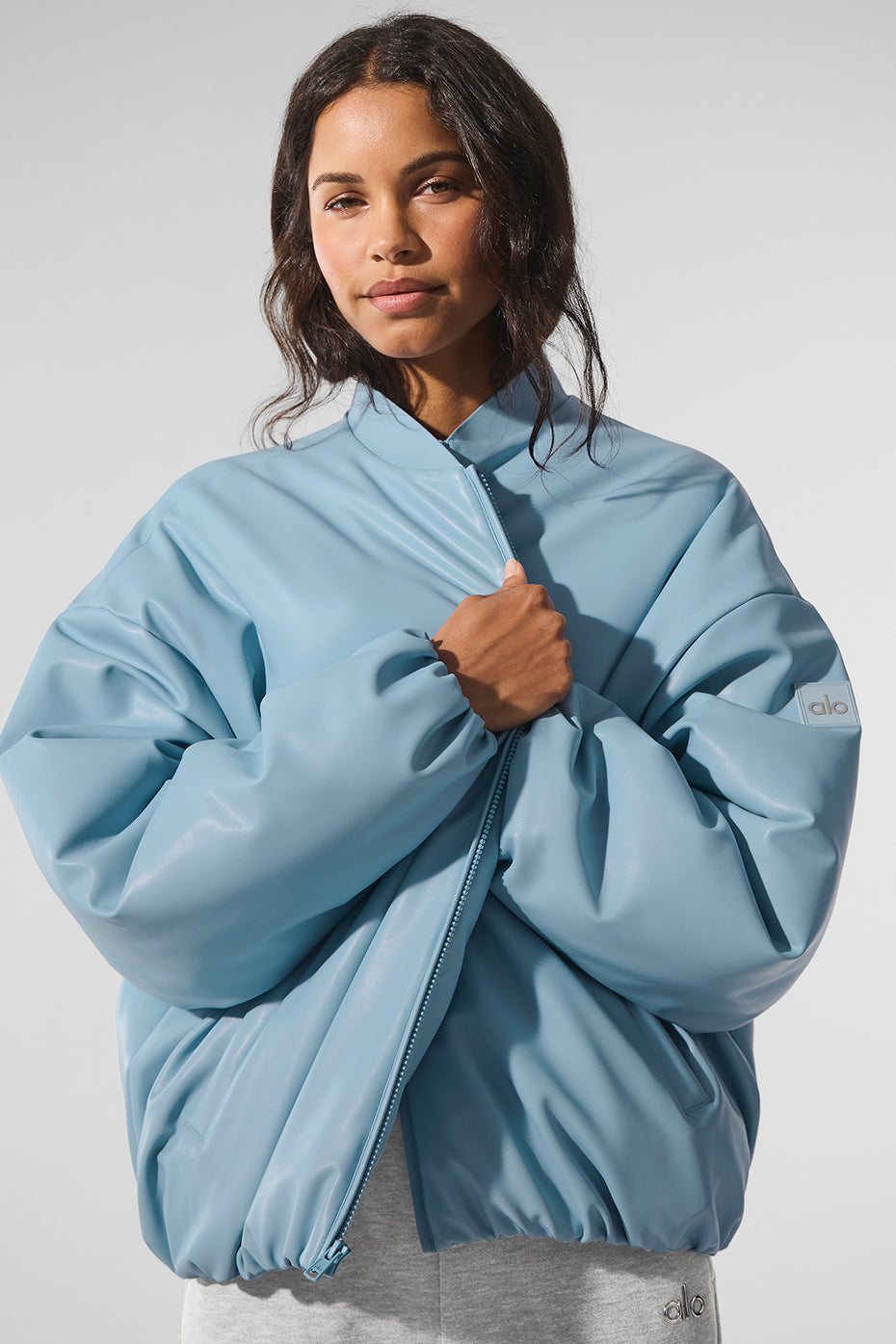 Faux Leather Premier Bomber - Celestial Blue - Image 4