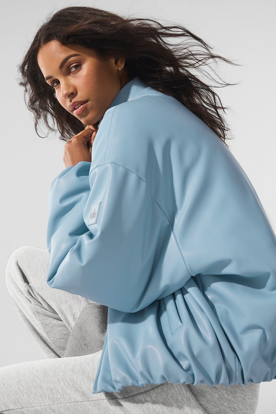 Faux Leather Premier Bomber - Celestial Blue - Image 5