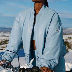 Faux Leather Premier Bomber - Celestial Blue