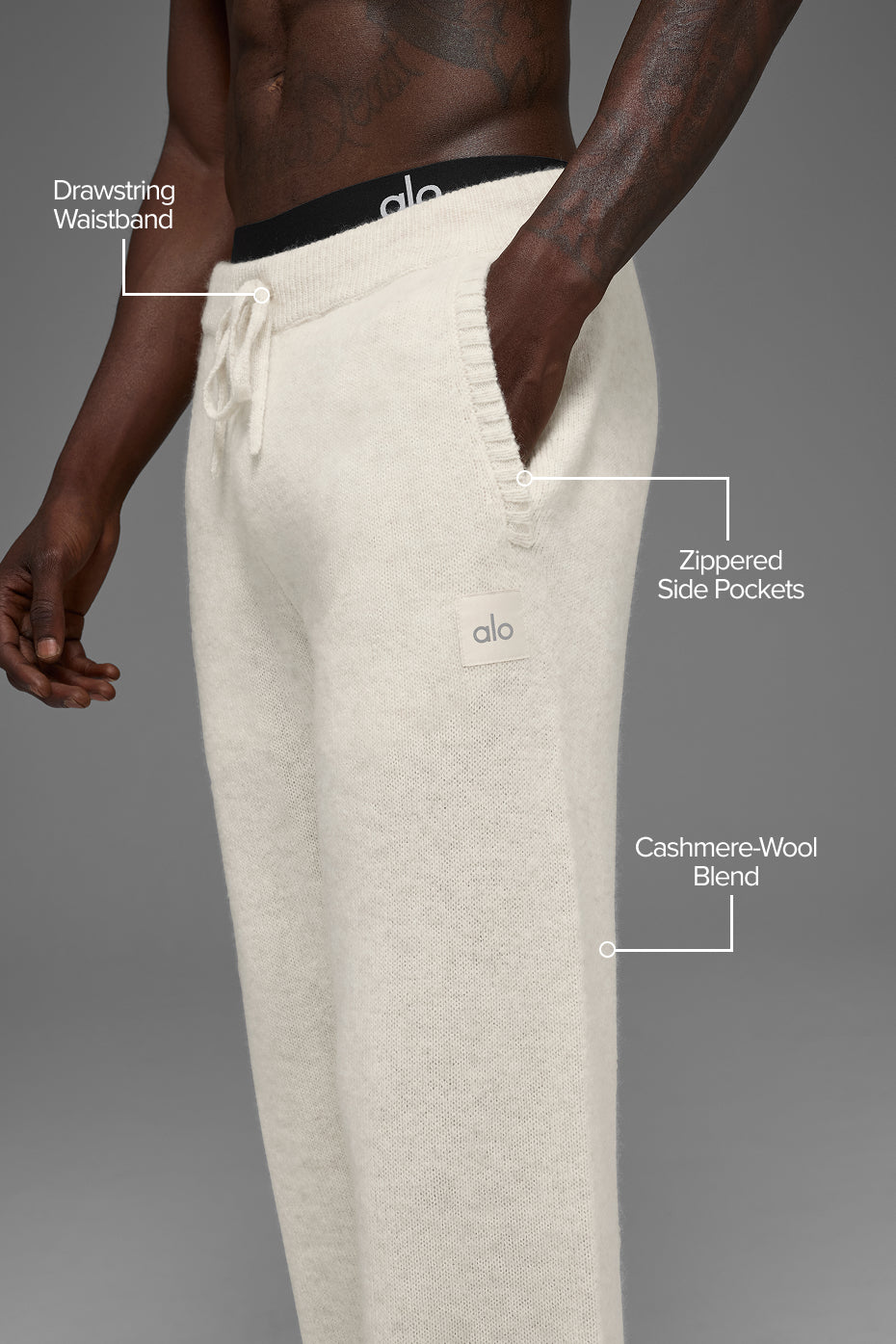 New Class Cashmere Sweatpant - Bone Heather - Image 2