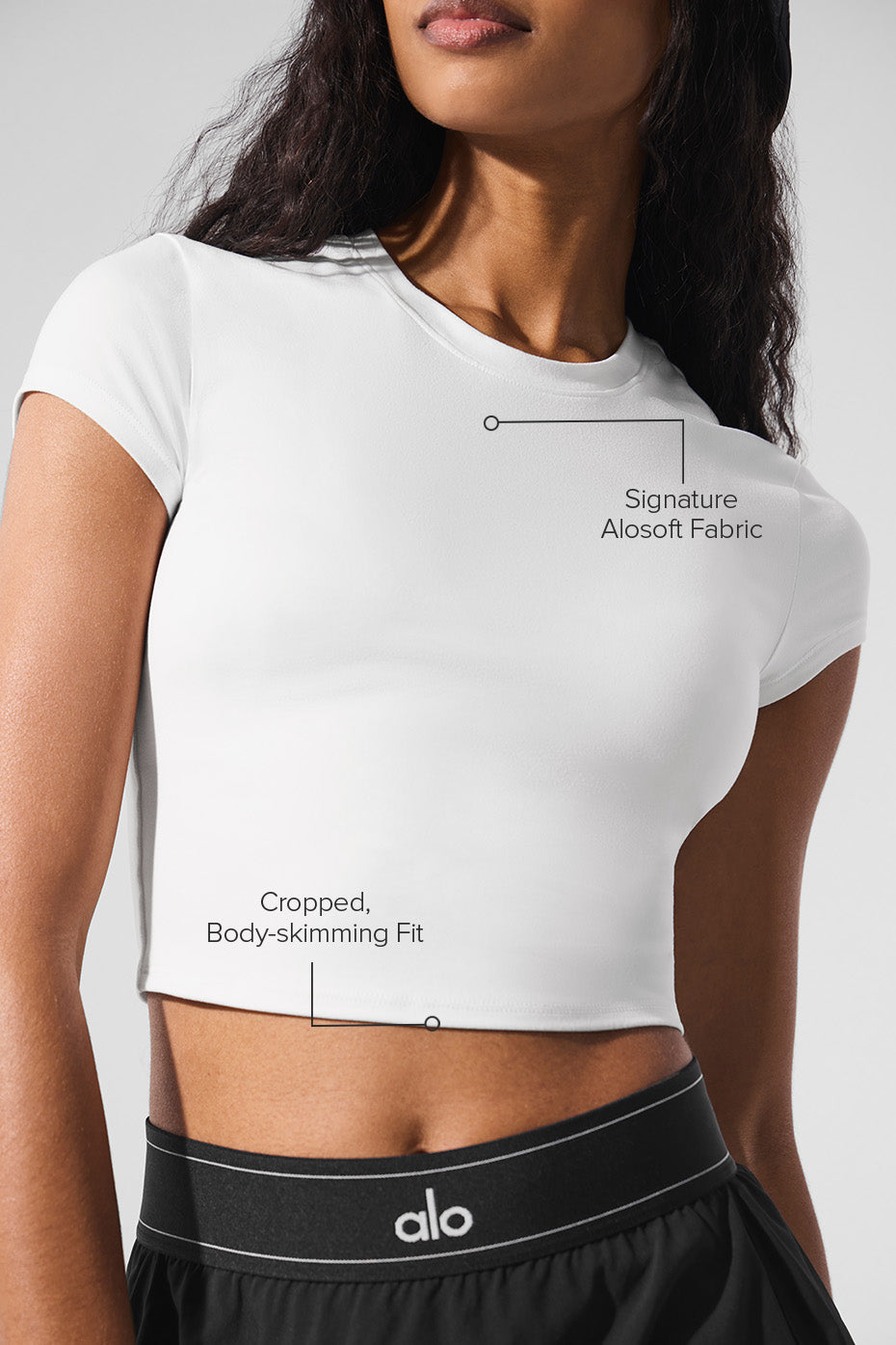 Alosoft Crop Finesse Short Sleeve - White - Image 2