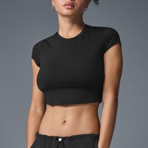 Alosoft Crop Finesse Short Sleeve - Black