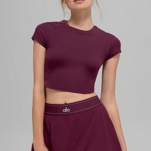 Alosoft Crop Finesse Short Sleeve - Burgundy