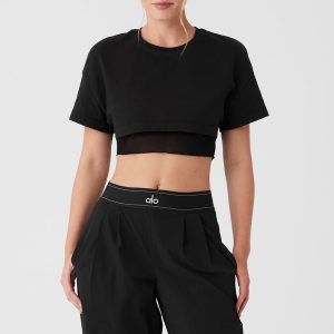 Made You Look Cropped Short Sleeve Tee - Black