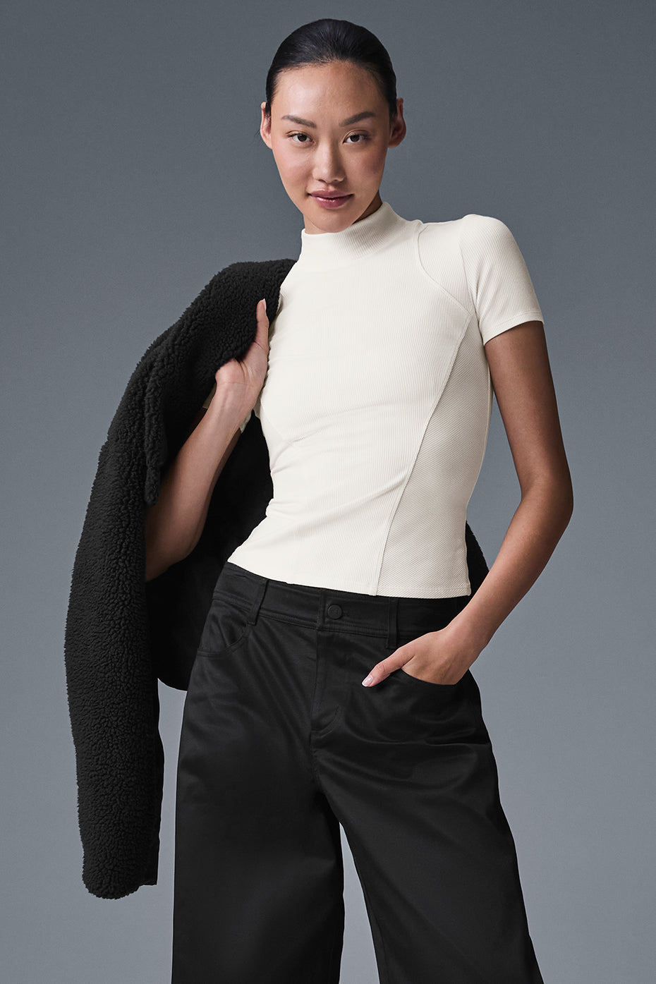 Ribbed Mesmerize Short Sleeve - Ivory