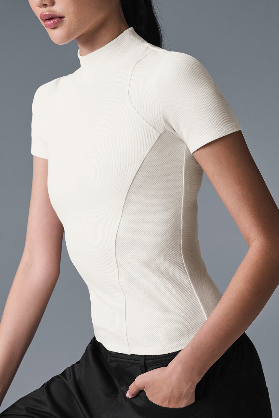 Ribbed Mesmerize Short Sleeve - Ivory - Image 2