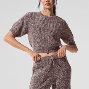 Marl Sweater Short Sleeve - Mushroom Marl