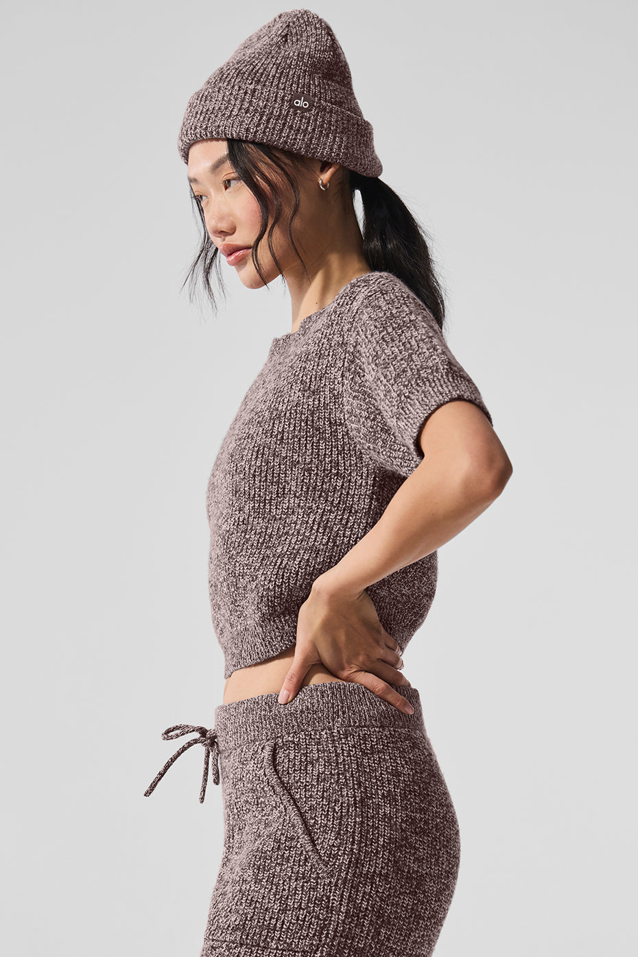 Marl Sweater Short Sleeve - Mushroom Marl - Image 4