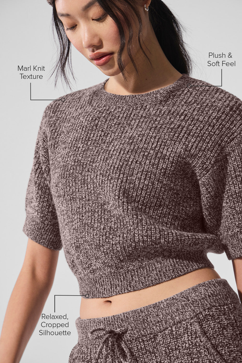 Marl Sweater Short Sleeve - Mushroom Marl - Image 2