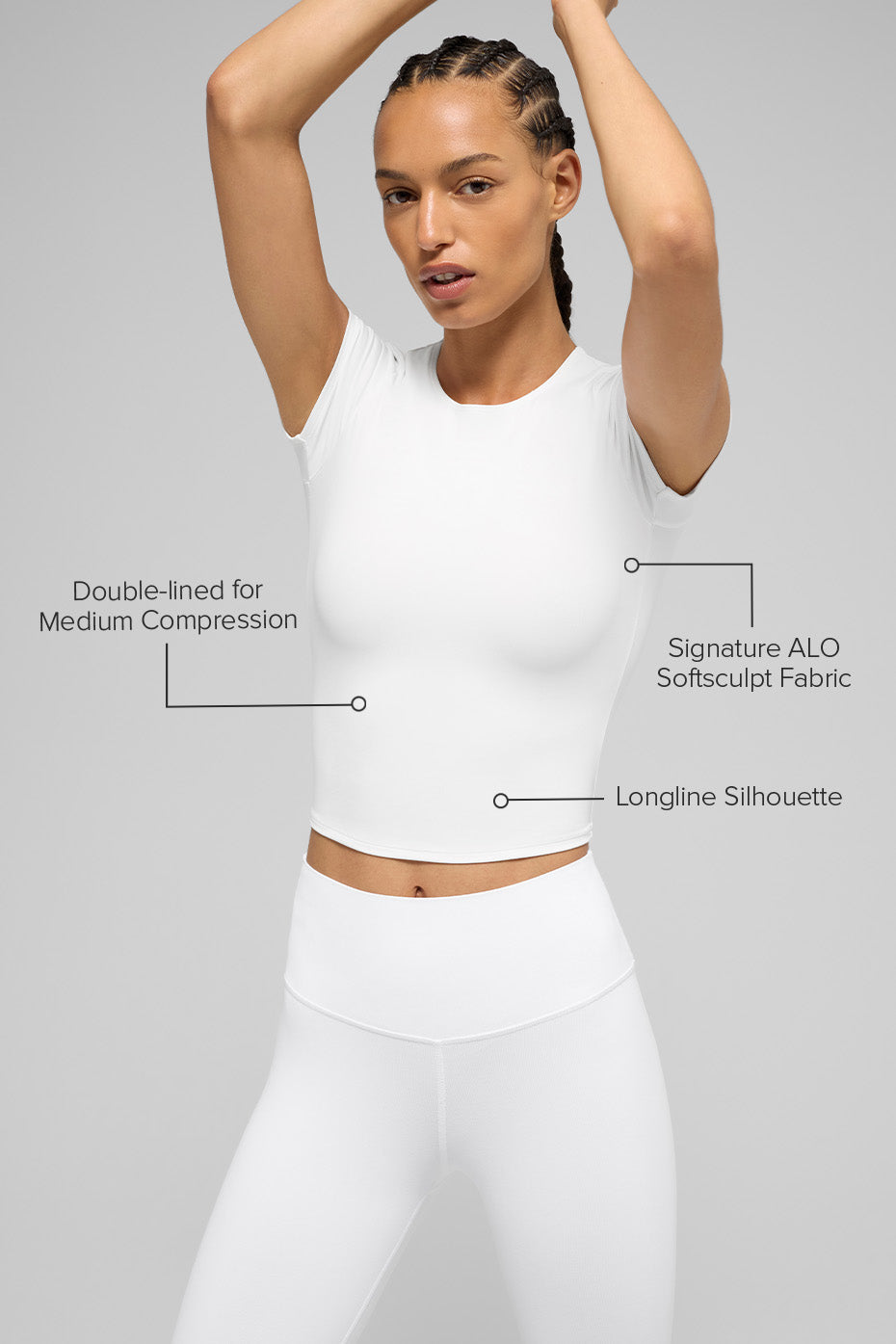 ALO Softsculpt Precision Short Sleeve Top - White - Image 2
