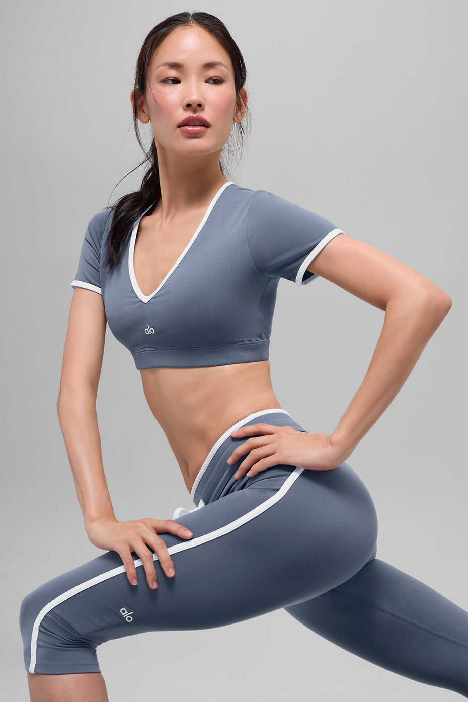 Airbrush Race Pace Short Sleeve - Bluestone/White - Image 4