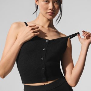 Sheer Cashmere Tank - Black