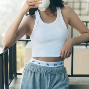 Goddess Ribbed Go-To Tank - White