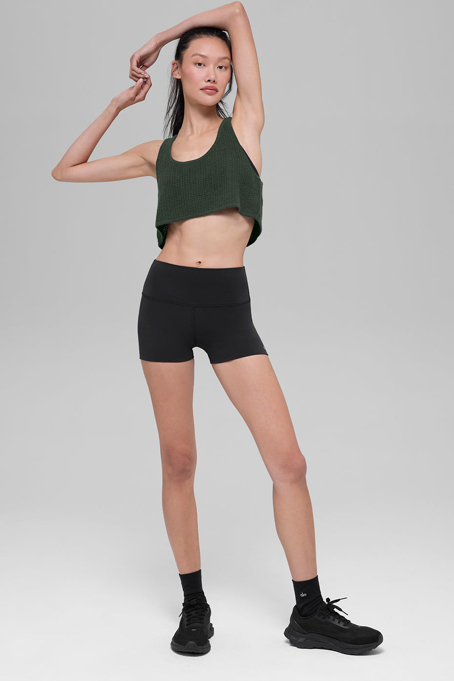 Cashmere Plush Waffle Cropped Tank - Dark Cactus - Image 4