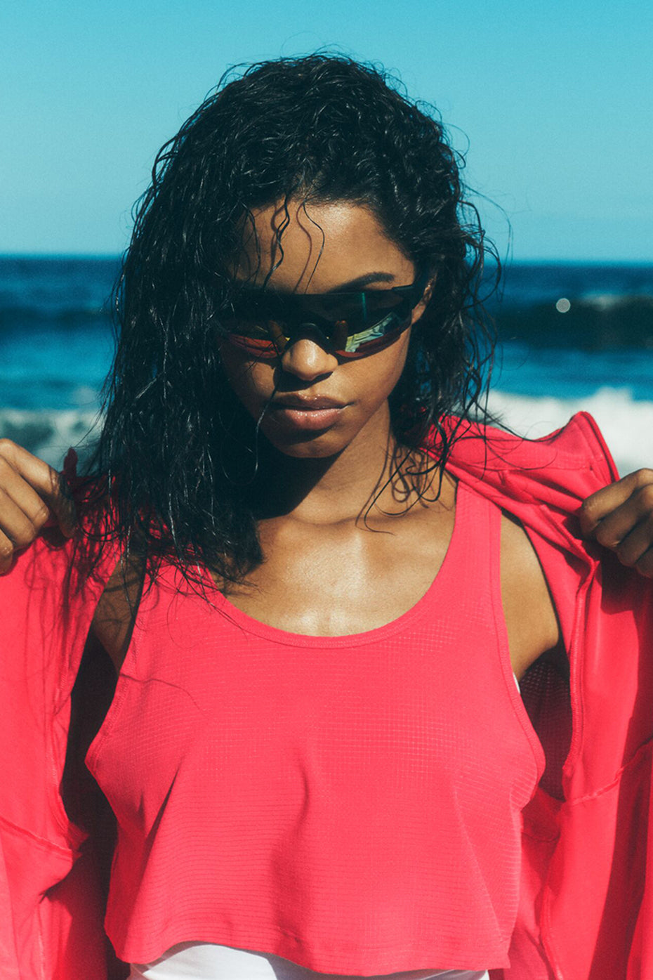 Cropped Sport Star Tank - Candy Red