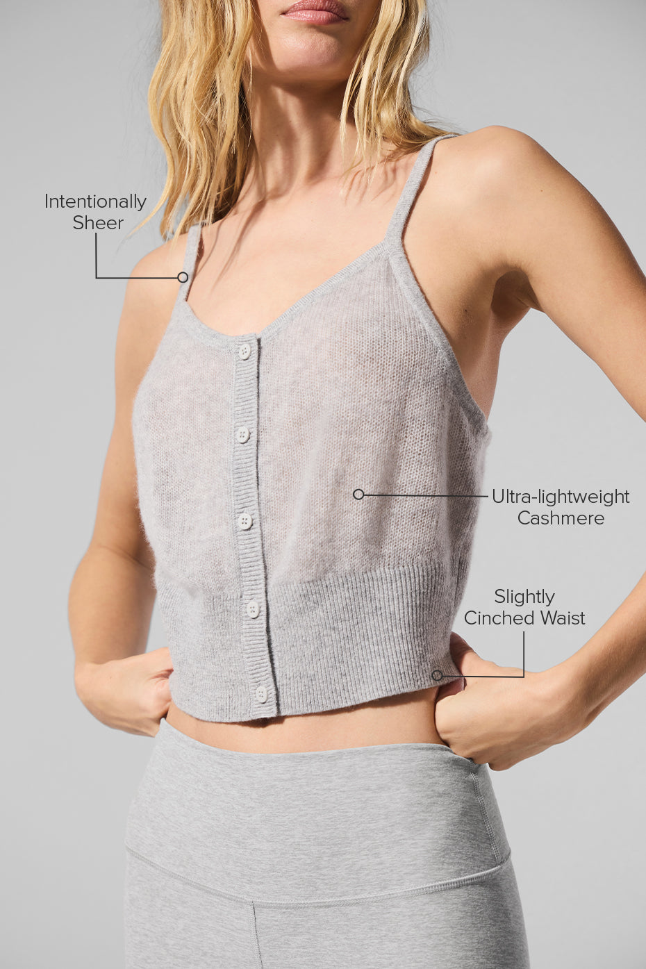 Sheer Cashmere Tank - Athletic Heather Grey - Image 2