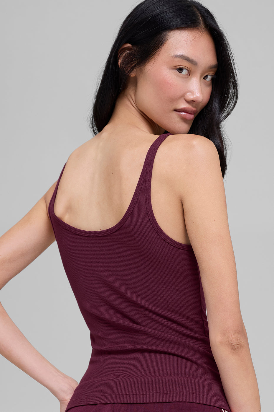 Ribbed Prosper Tank - Burgundy - Image 2