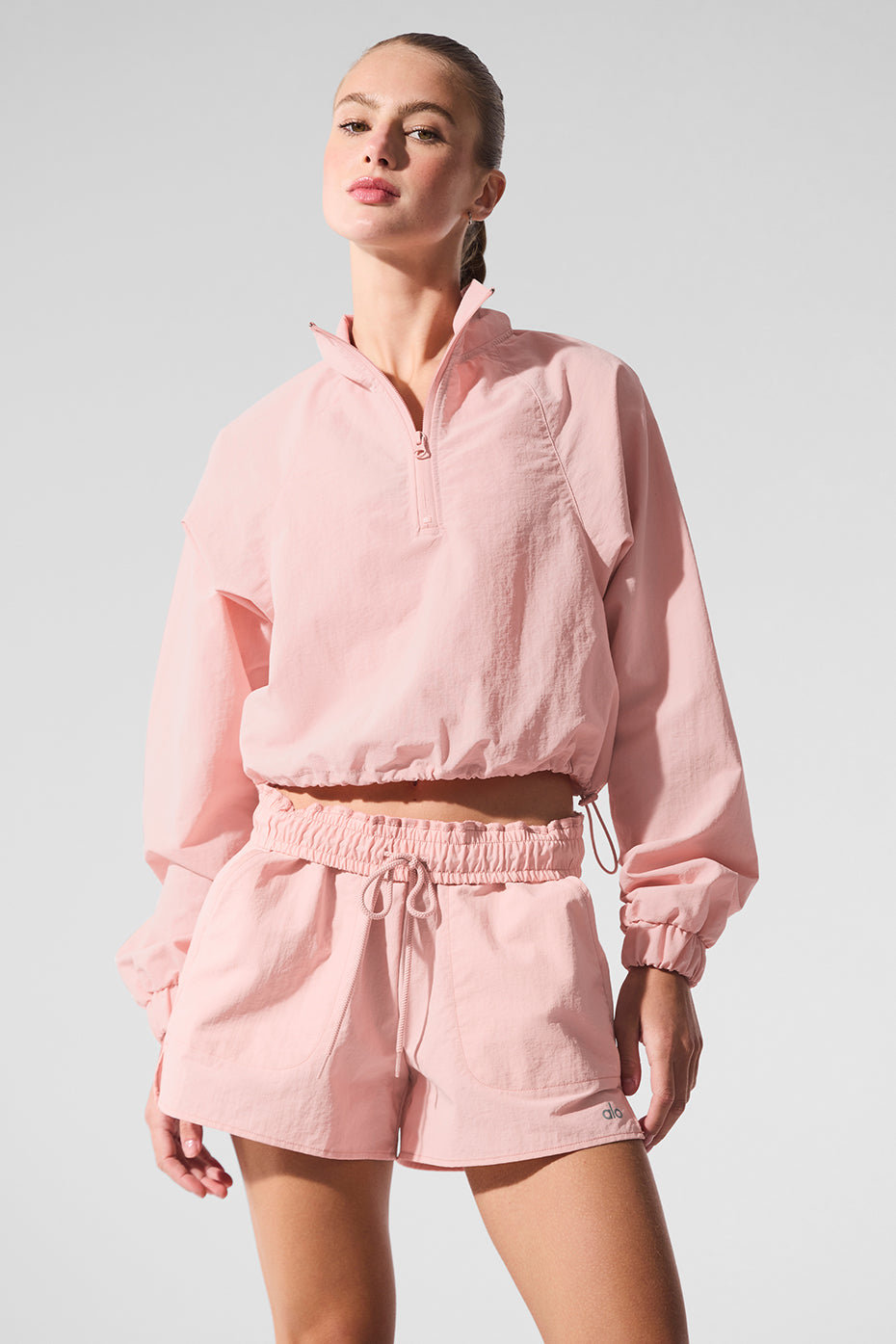 Cropped 1/4 Zip Alumni Pullover - Pink Quartz