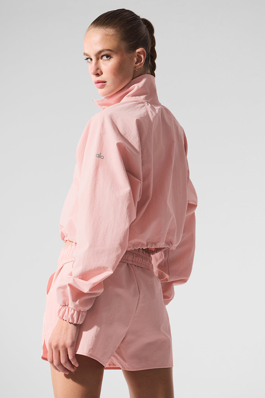 Cropped 1/4 Zip Alumni Pullover - Pink Quartz - Image 3